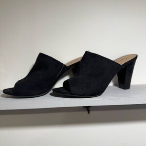 Stylish Faux Suede High Heel Mules- Size 9 1/2